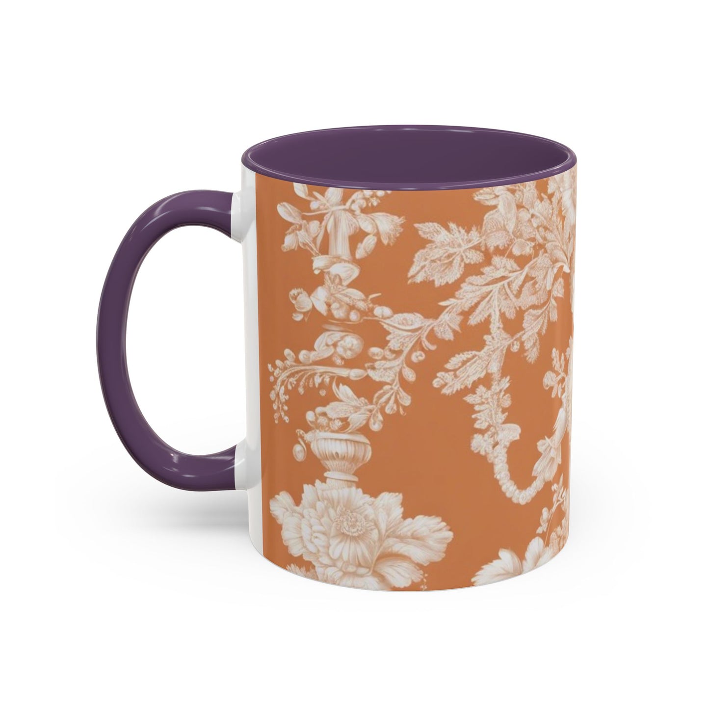 Accent Coffee Mug (11, 15oz), Pearl Lady Toile/Melon, Various Colors