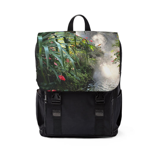 Tropical Floral Casual Backpack - Perfect for Everyday Adventures / Misty Rainforest River