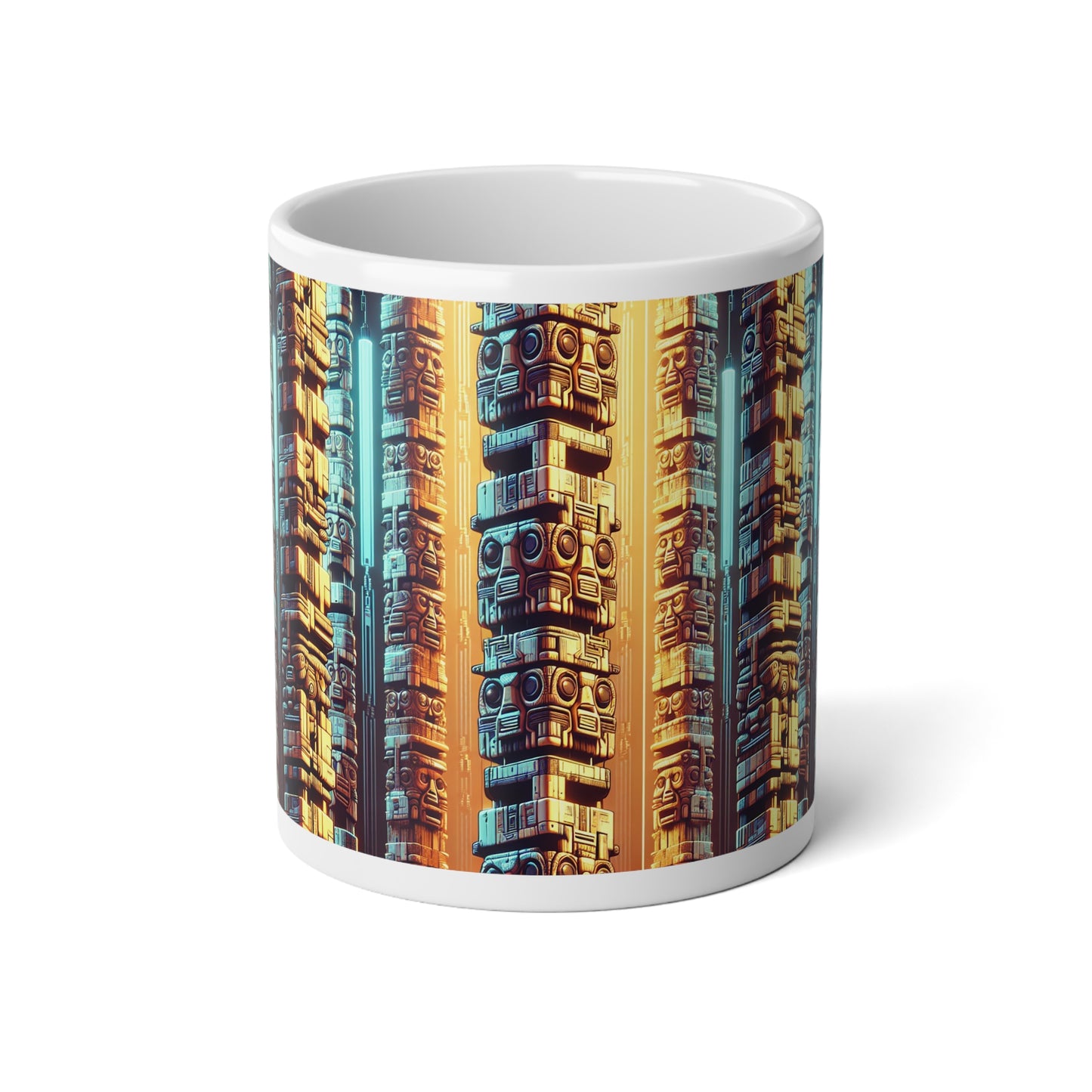 Jumbo Mug, 20oz, Techno Tiki Totems | Tropical Coffee Cup