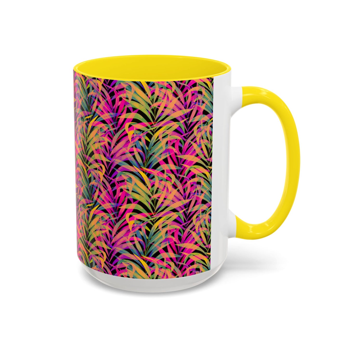 Accent Coffee Mug (11, 15oz), Rainbow Fronds / Various Colors