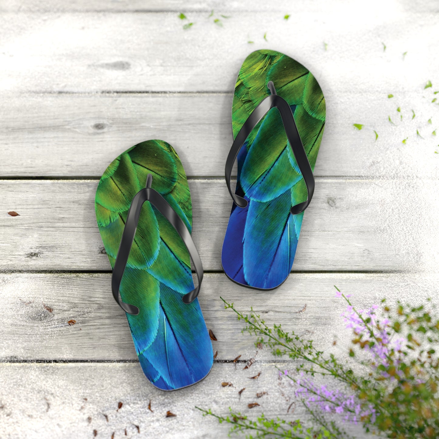 Flip Flops - Shimmering Peacock Plumes