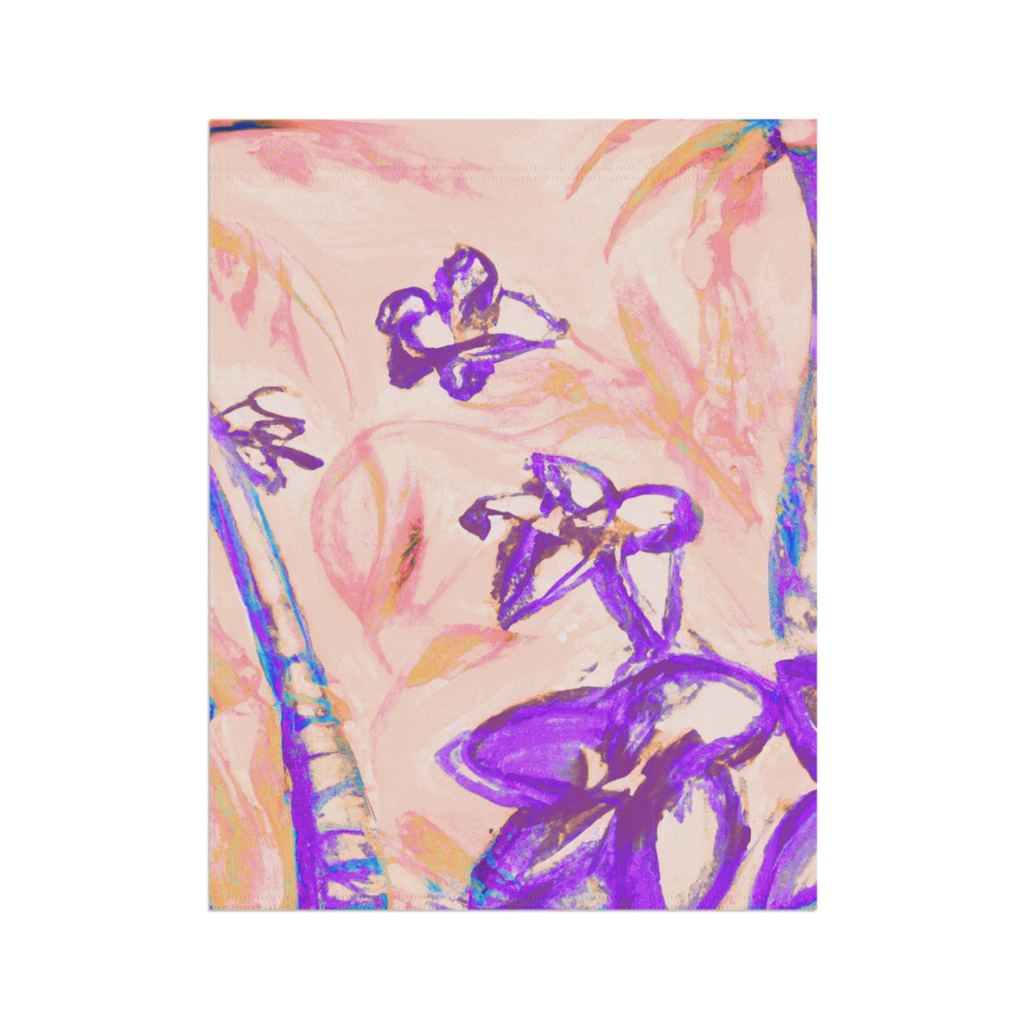 Tropical Garden Flag  - Perfect for Outdoor Decor / Tropical Doodles, Peach