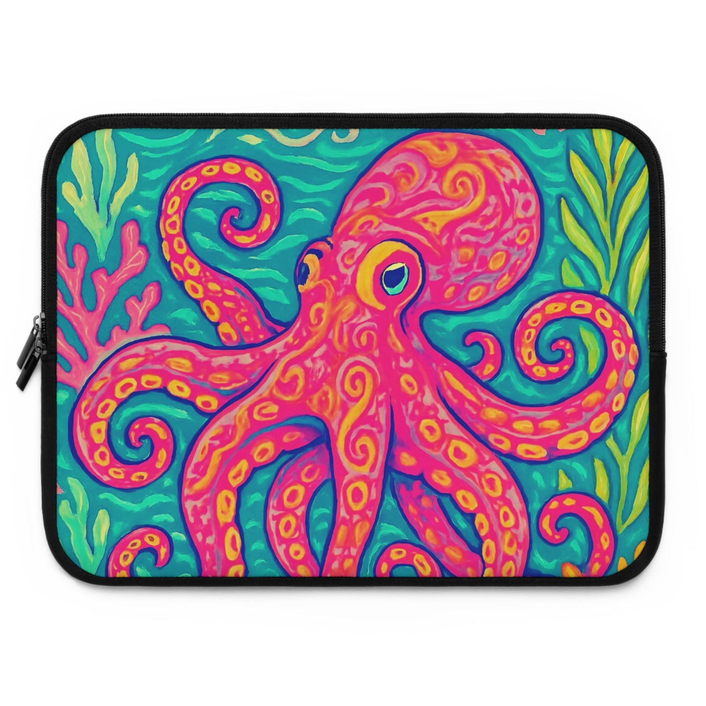 Tropical Laptop Sleeve, 5 Sizes - Perfect for Beach Lovers & Students / Octopus Kraken Joe, Red