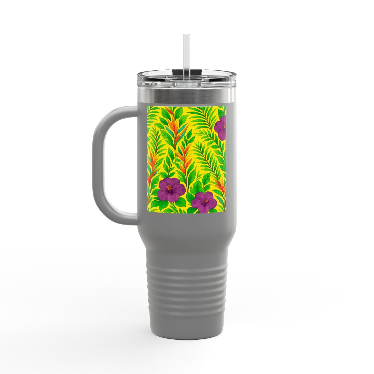 Midnight Flower Yellow Insulated Travel Mug - 40oz - Perfect for Outdoor Adventures