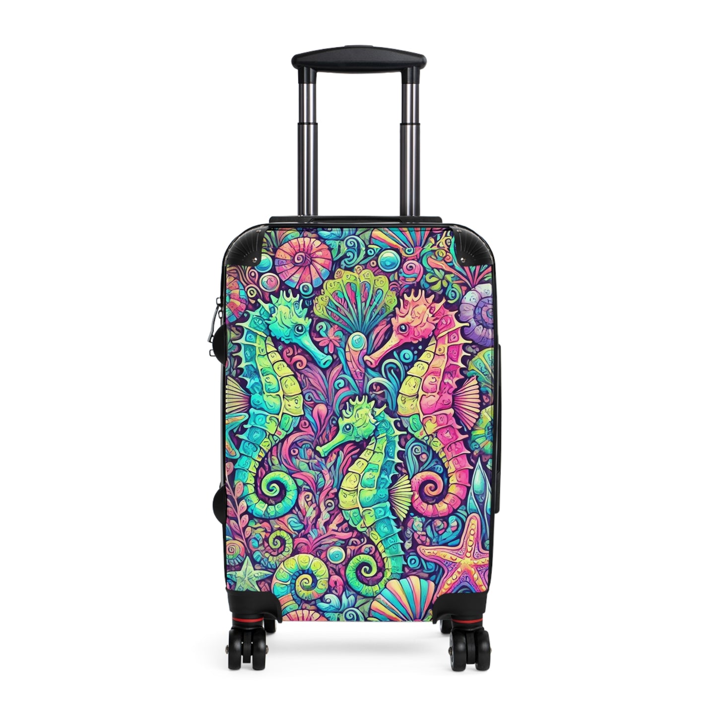 Colorful Tropical Suitcase - Stylish Travel Luggage for Adventurers / Seahorses
