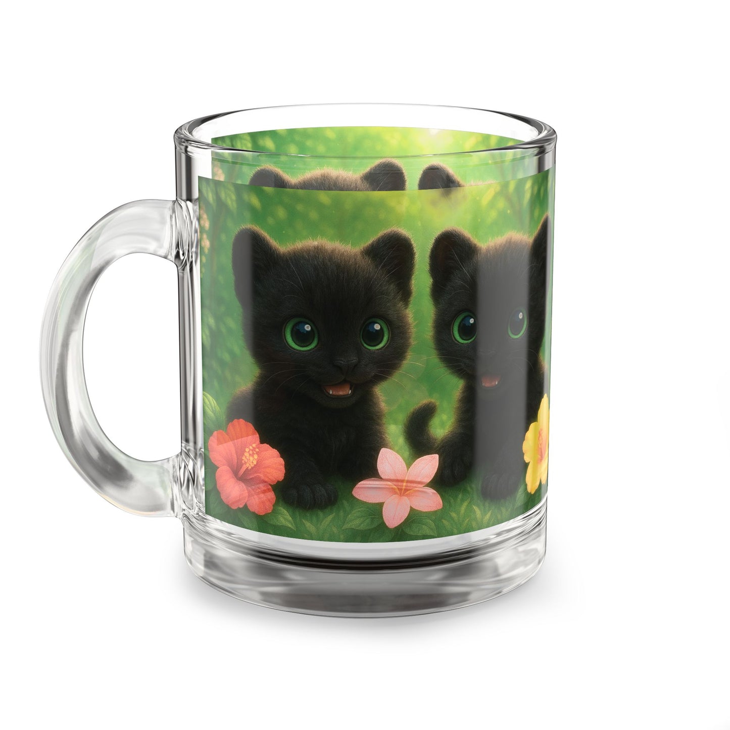 Baby Black Panthers Glass Mug - 10oz, Perfect for Rainforest Lovers
