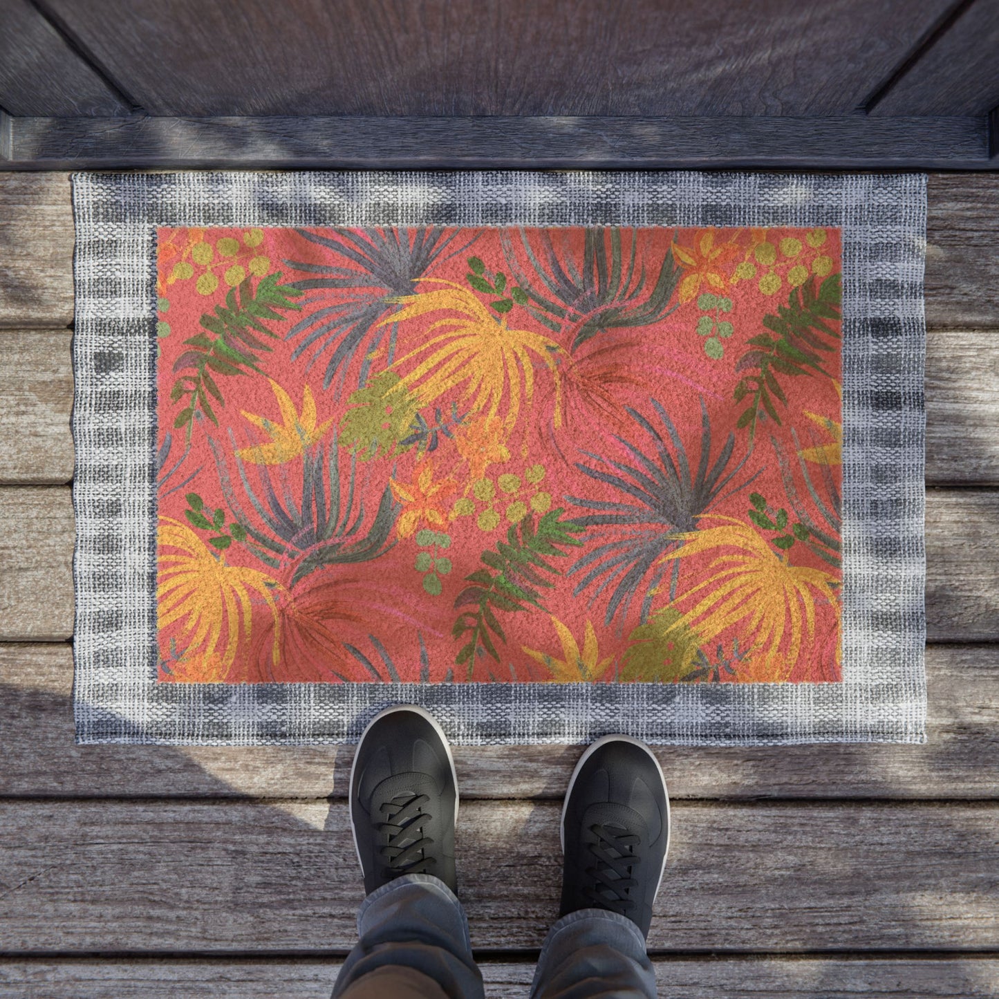 Tropical Doormat - Coconut Fiber Entrance Mat / Exotic Flora