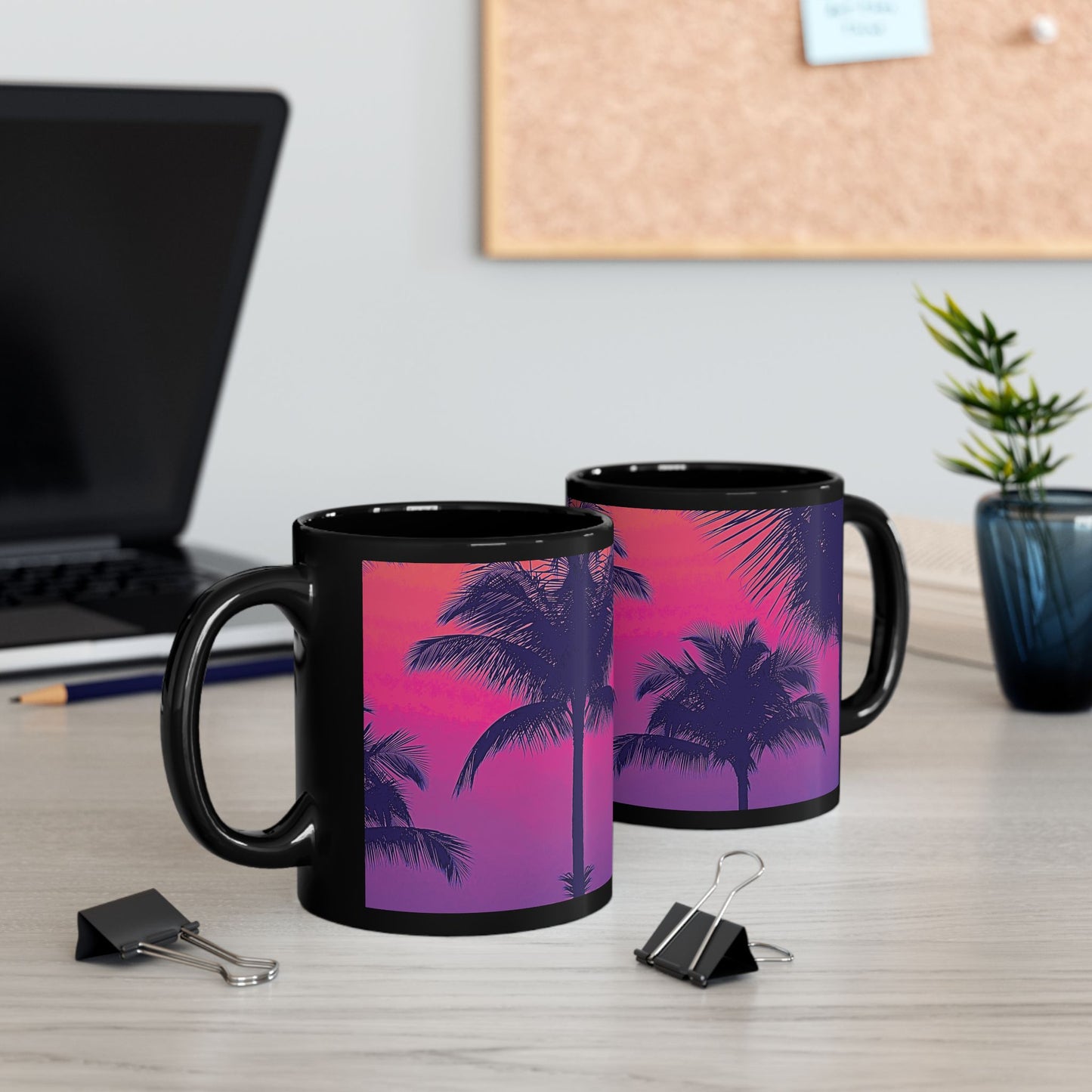 Black Coffee Mug - Palm Glow, Heatwave
