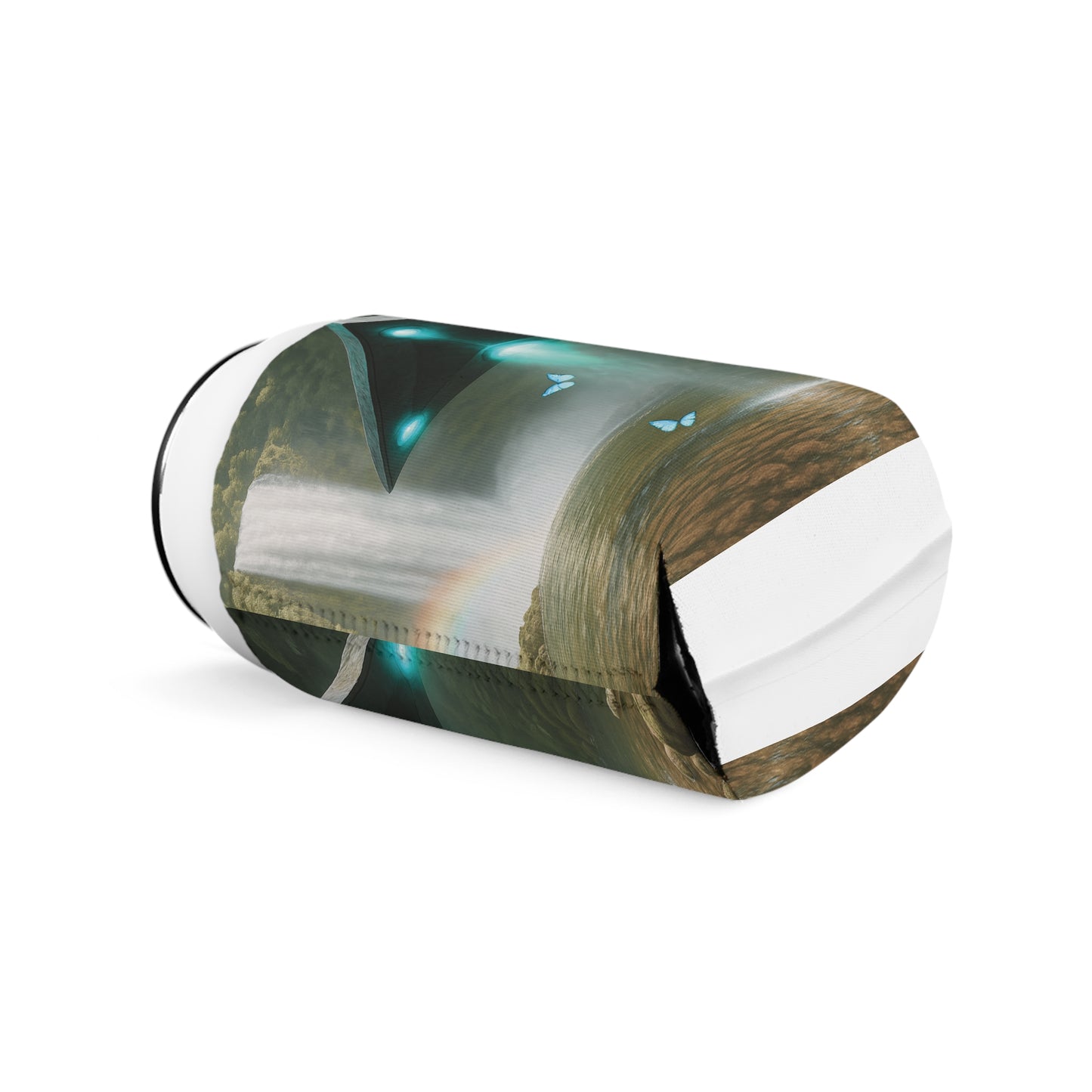 Rainforest UFO and Waterfal Can Cooler Sleeve - Perfect for Outdoor Picnics