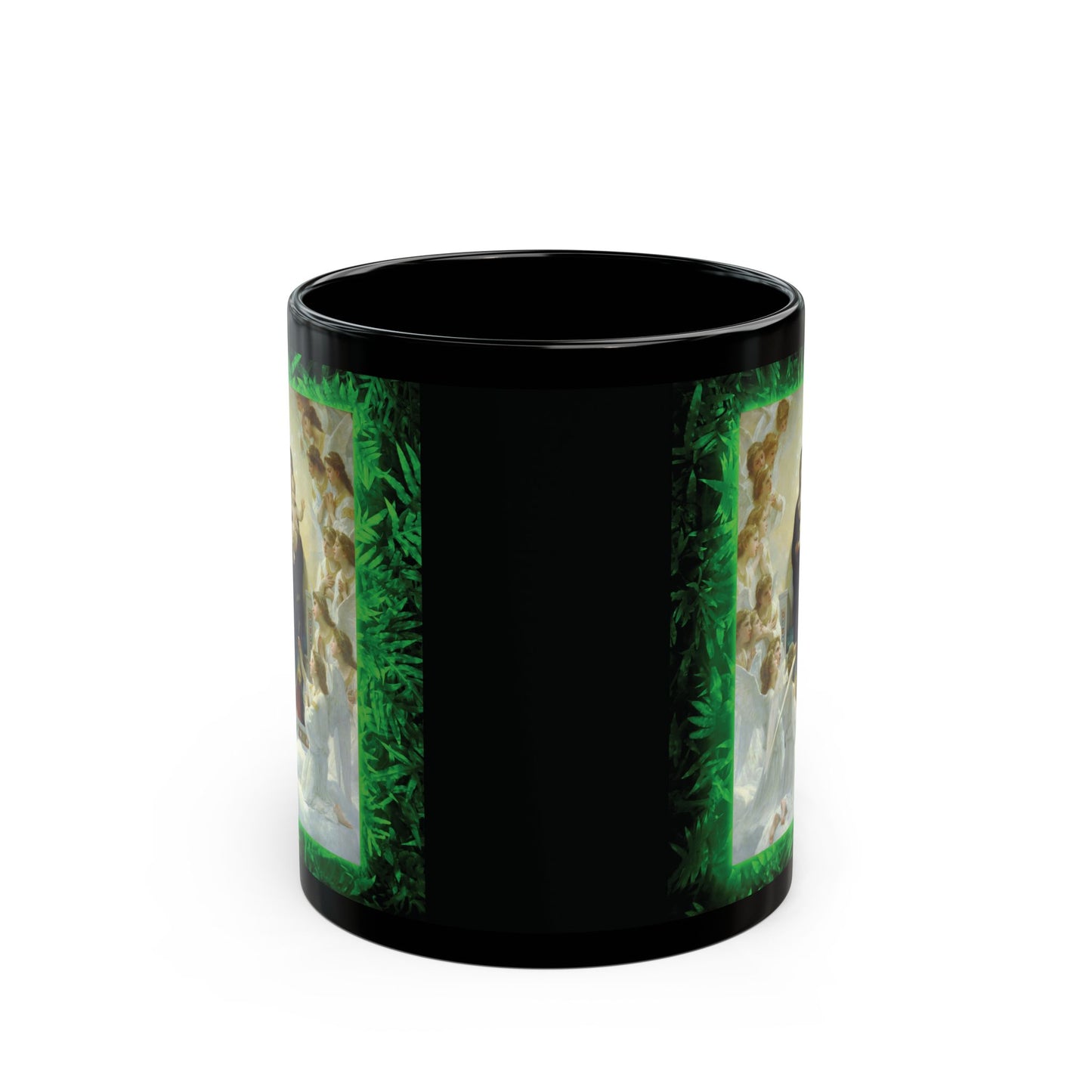 Black Coffee Mug, Religious - Tropical Queen of the Angels