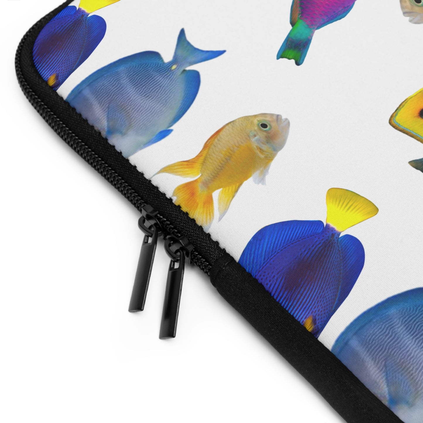 Tropical Laptop Sleeve, 5 Sizes - Perfect for Beach Lovers & Students / School of Fish, White