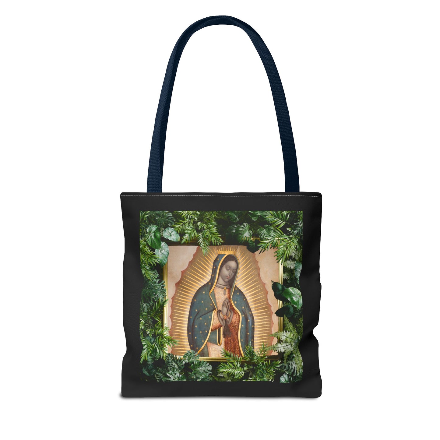 Religious Our Lady of Guadalupe Tropical Tote Bag/Black - 3 Sizes