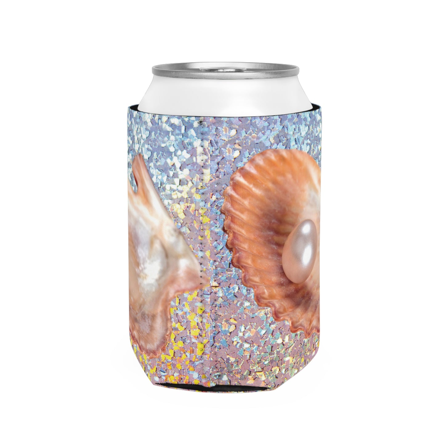 Disco FW Peach Pearl Oyster Can Cooler Sleeve - Perfect for Outdoor Picnics