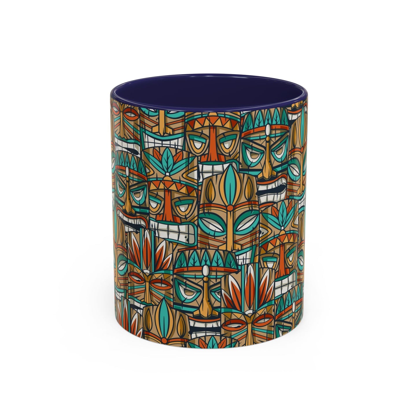 Accent Coffee Mug (11, 15oz), 8 Colors - Turquoise Tiki Party