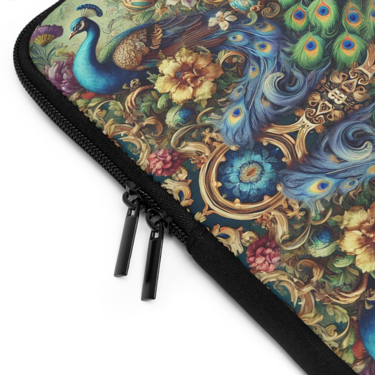 Tropical Laptop Sleeve, 5 Sizes - Perfect for Beach Lovers & Students / Kaleido Peacock Royals