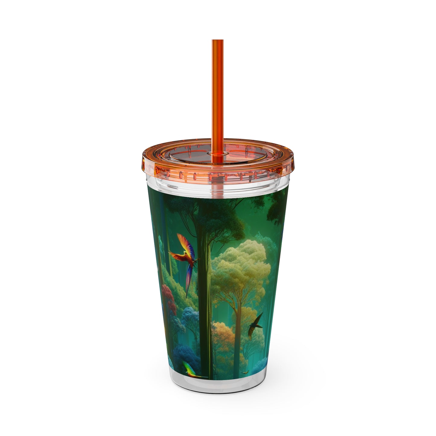 Tropical Tumbler with Straw | 16oz Colorful Travel Cup / Flight School