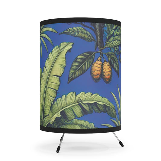 Tropical Fruit/Dark Blue Tripod Lamp with Artistic High-Res Shade - Perfect for Home Décor
