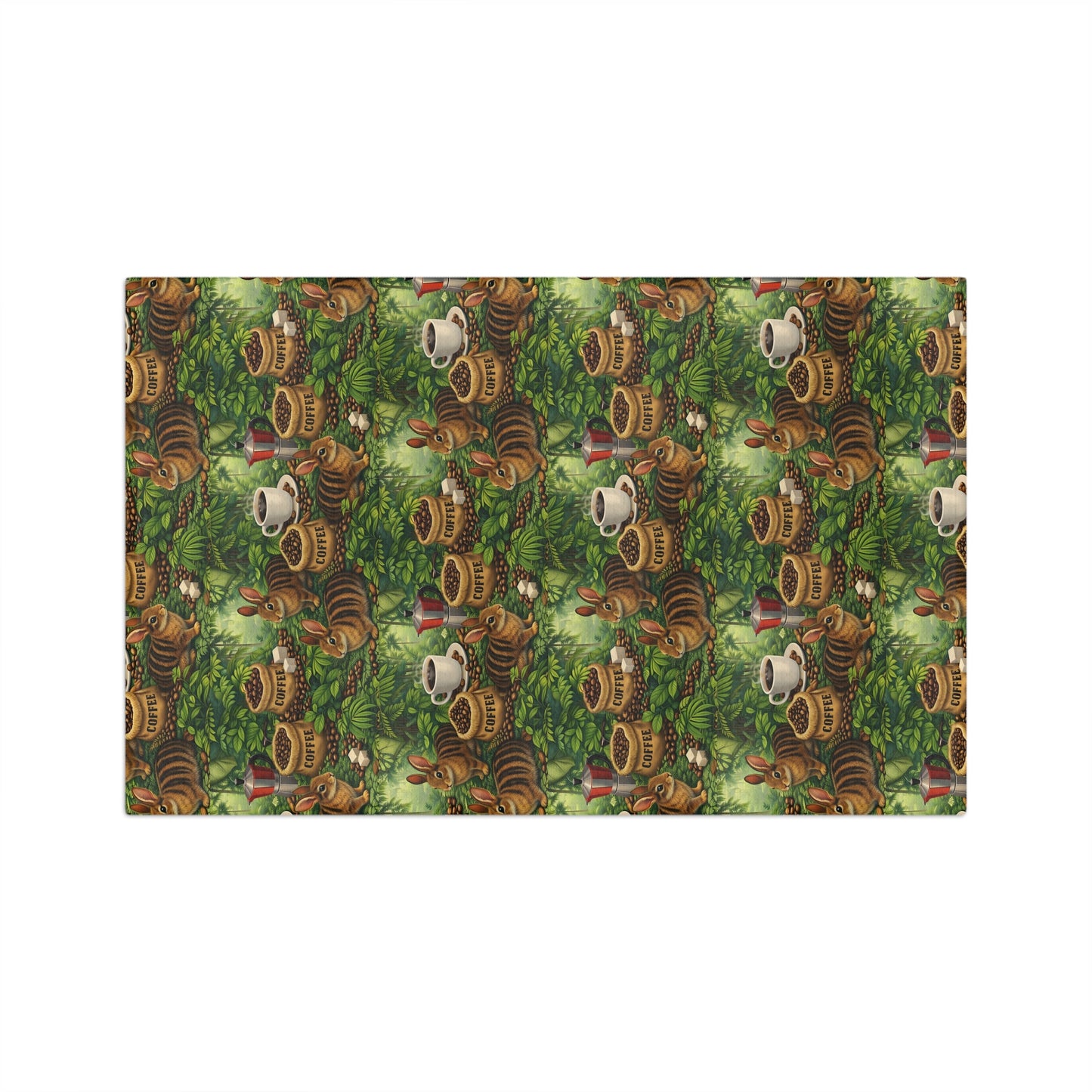 Tropical Microfiber Coffee/Tea Towel – Sumatran Rainforest Rabbits & Coffee