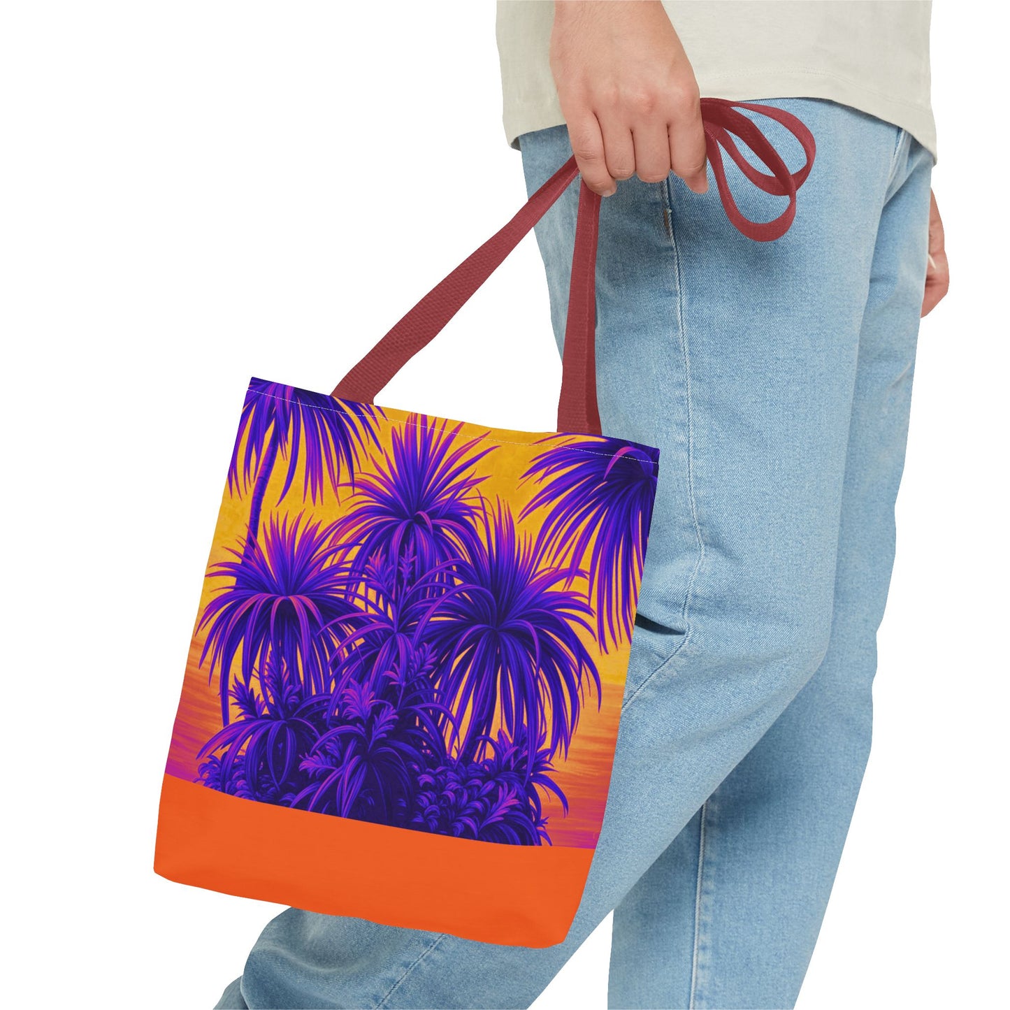 Tiny Palm Island Pop/Orange Tote Bag - 3 Sizes