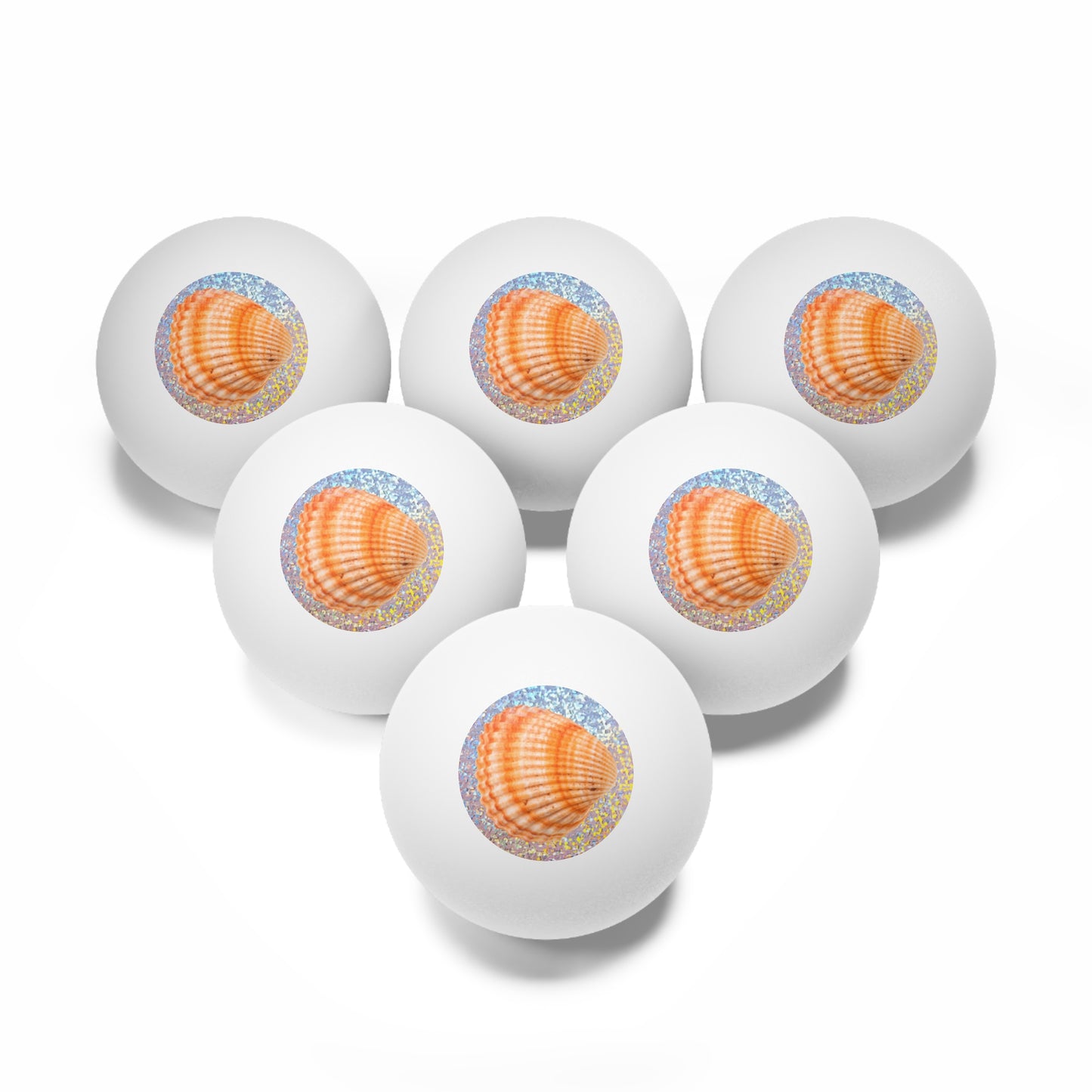 Tropical Paradise Ping Pong Balls - 6 Pack with Disco Orange Scallop