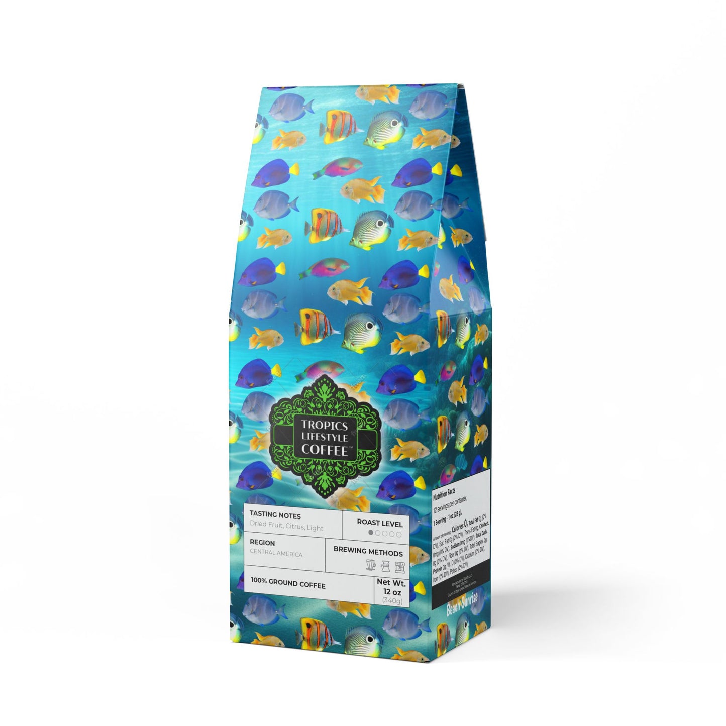 Beach Sunrise Blend™ (Light Roast) Specialty Grade Craft Coffee / School of Fish, Ocean