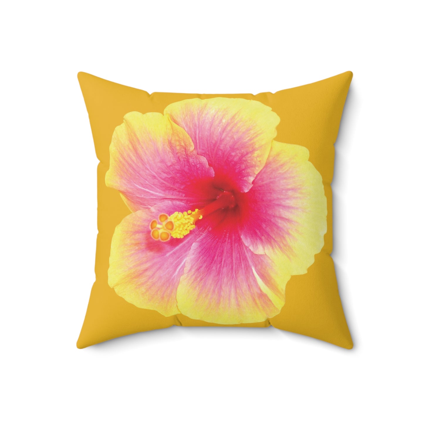 Decorative Pillow - Accent Cushion, 4 Sizes / Photo Yellow Hibiscus, Yellow