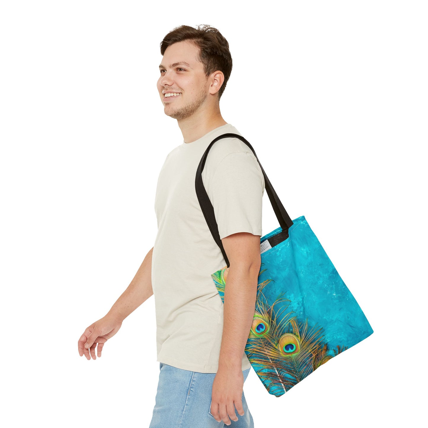 Peacock Turquoise Glow Tote Bag - 3 Sizes