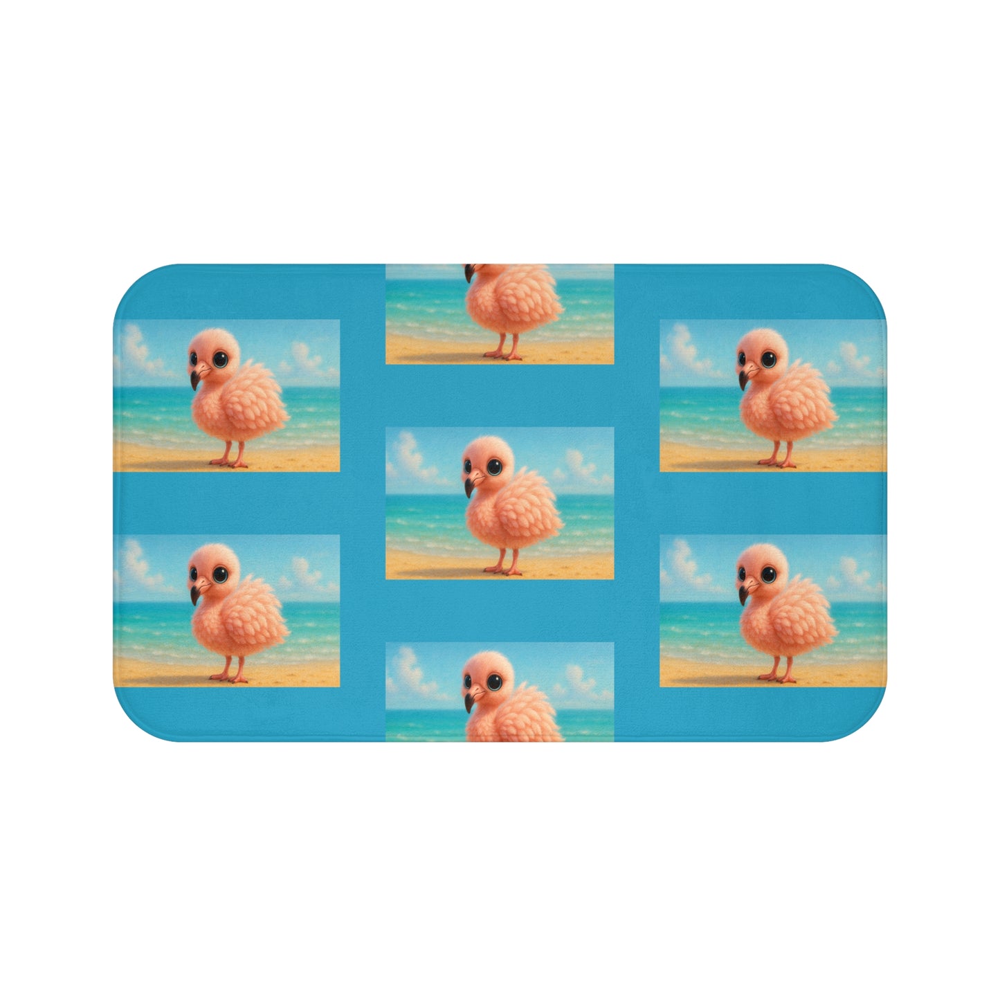 Baby Flamingo/Turquoise Bath Mat, 2 Sizes - Tropical Vibes for Home Decor