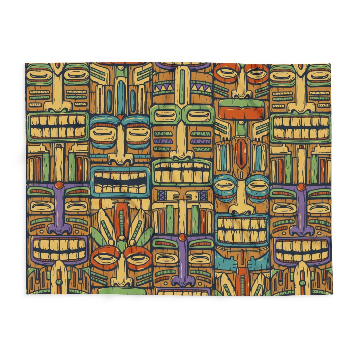 Colorful Tiki Party Fleece Blanket - Fun Tropical Design