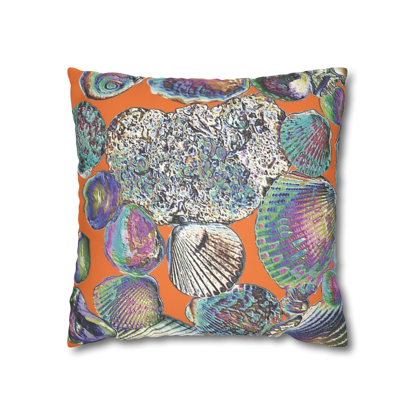 Faux Suede Square Pillowcase - Heatwave Seashell Collection, Crusta Lt. Orange