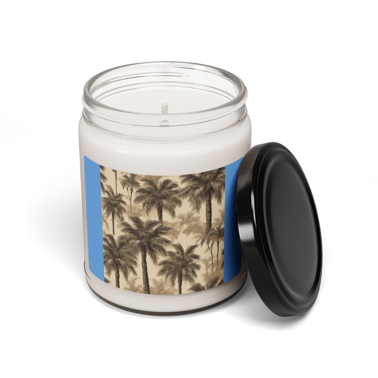 Scented Soy Candle, 9oz, Lisa's Fluffy Palms, lt. blue