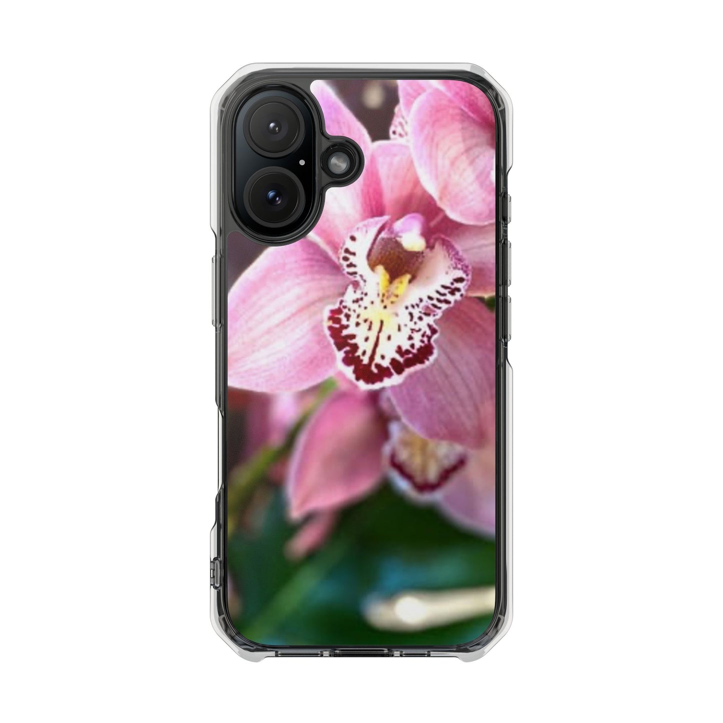 Pink Orchid/Photo Magnetic Clear Phone Case, Many Models