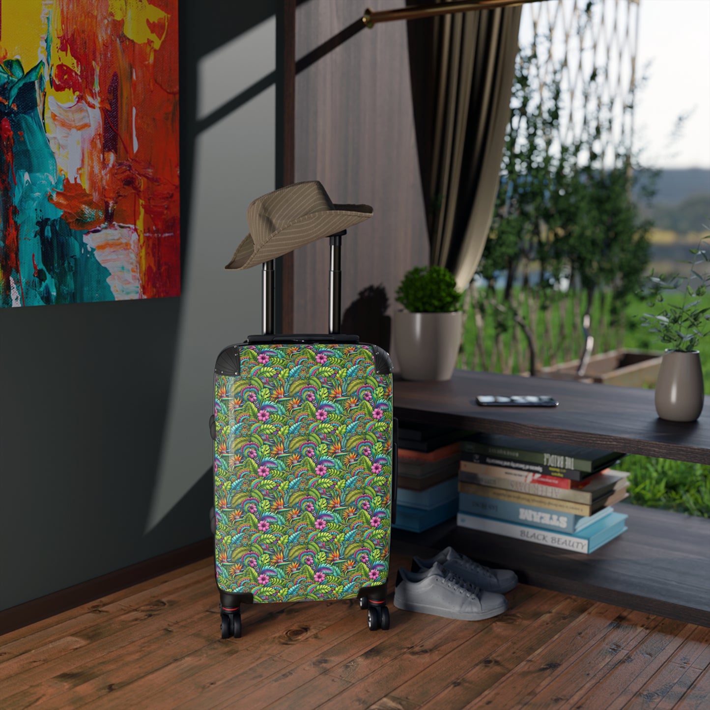 Tropical Suitcase - Stylish Travel Luggage for Adventurers / Rainforest Blooms