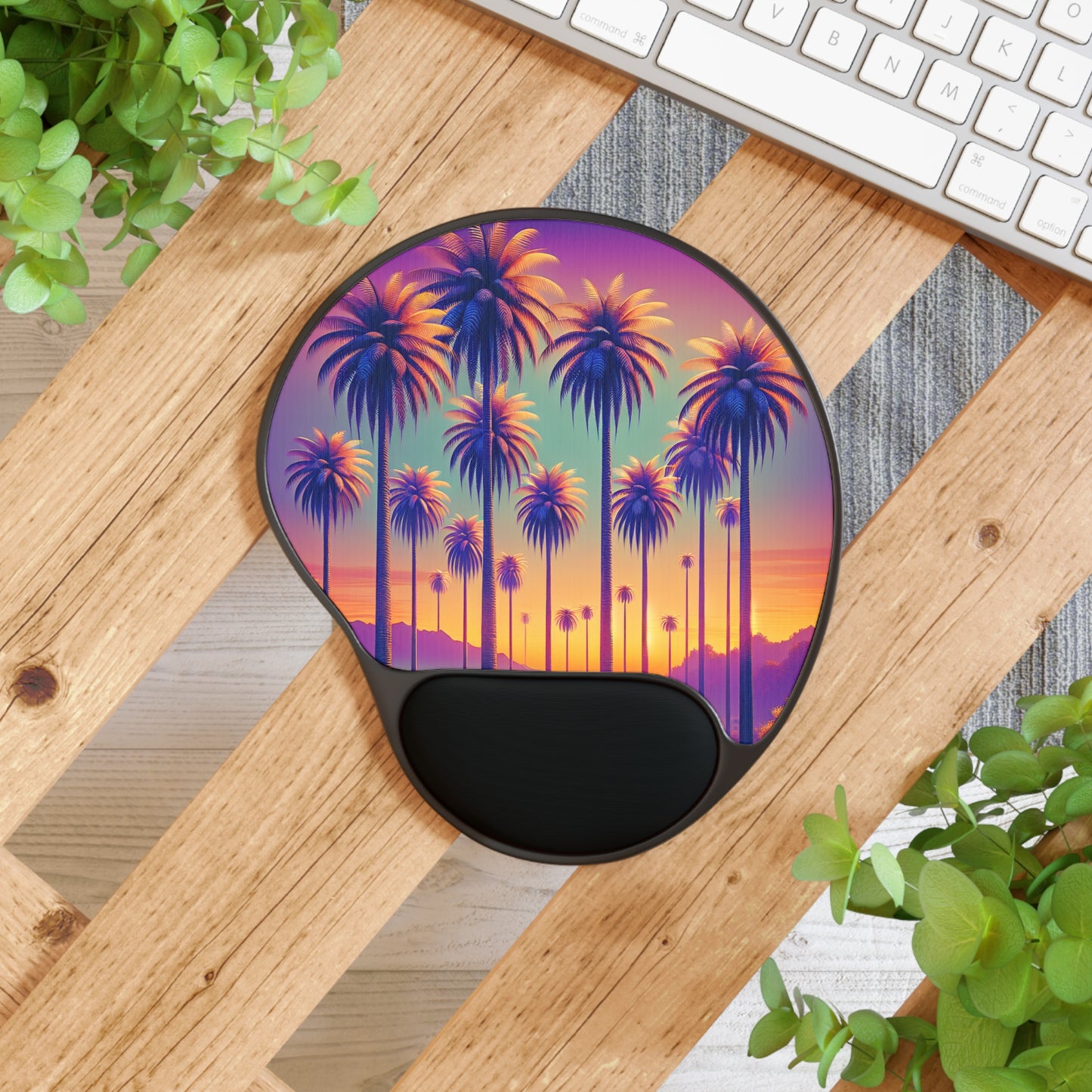 Mouse Pad With Wrist Rest, Sunset Palms