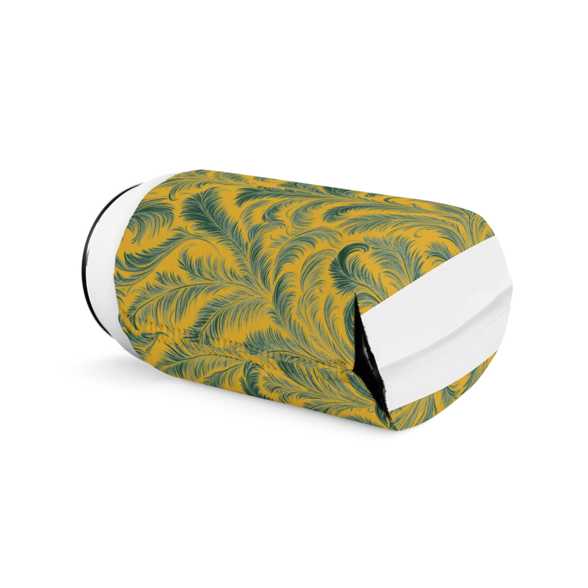Rocco Greens/Yellow Can Cooler Sleeve - Perfect for Outdoor Picnics