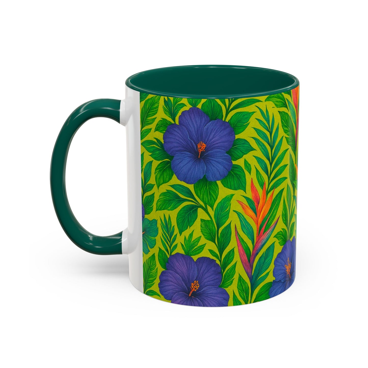 Vibrant Floral Coffee Mug - 11oz & 15oz / Midnight Flower Lime