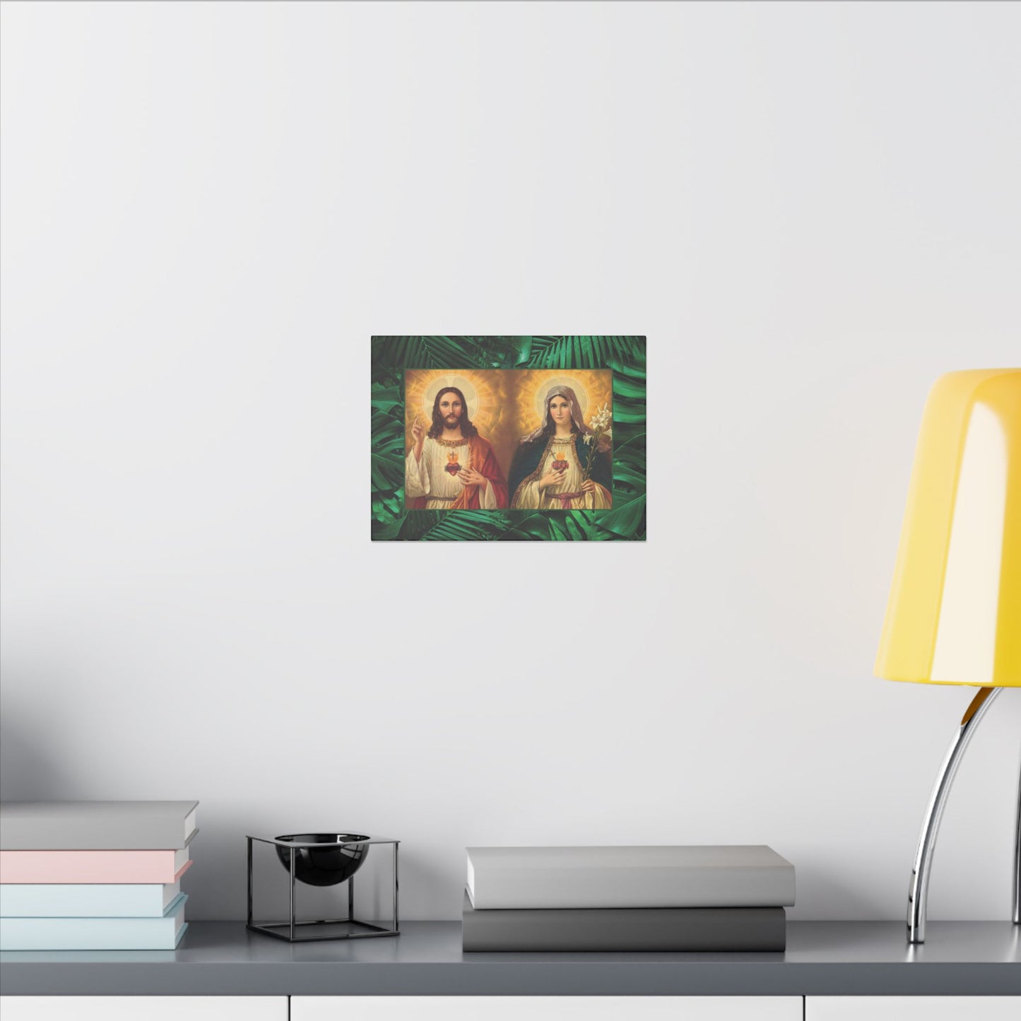 "Tropical Rainforest Jesus and Mary" Religious Canvas Artwork - Stretched Canvas Print / Byzantine Icons