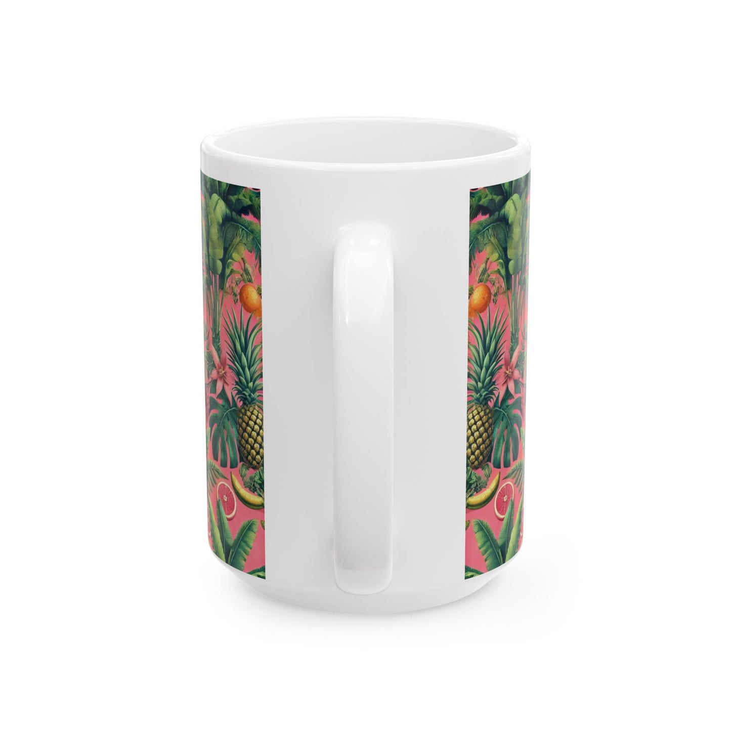 Ceramic White Mug - 11oz & 15oz, More Tropical Fruit, Coral