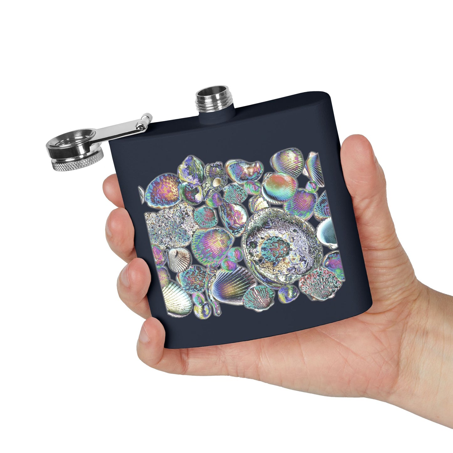 Tropical Stainless Steel 6 oz. Flask, Many Colors  – Heatwave Seashell Collection