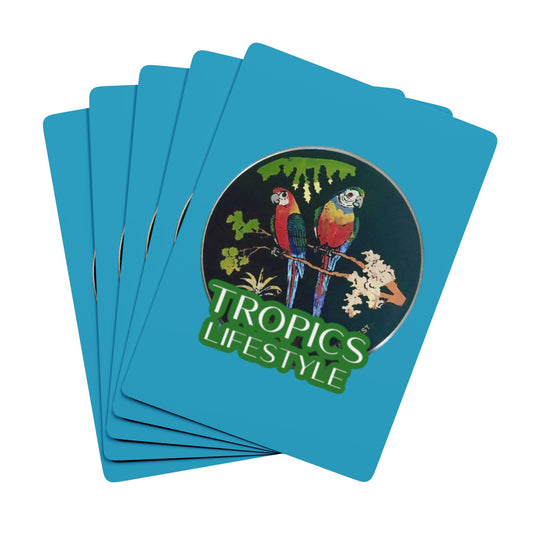 Poker-Sized Playing Cards - Two Brazilian Parrots, turquoise