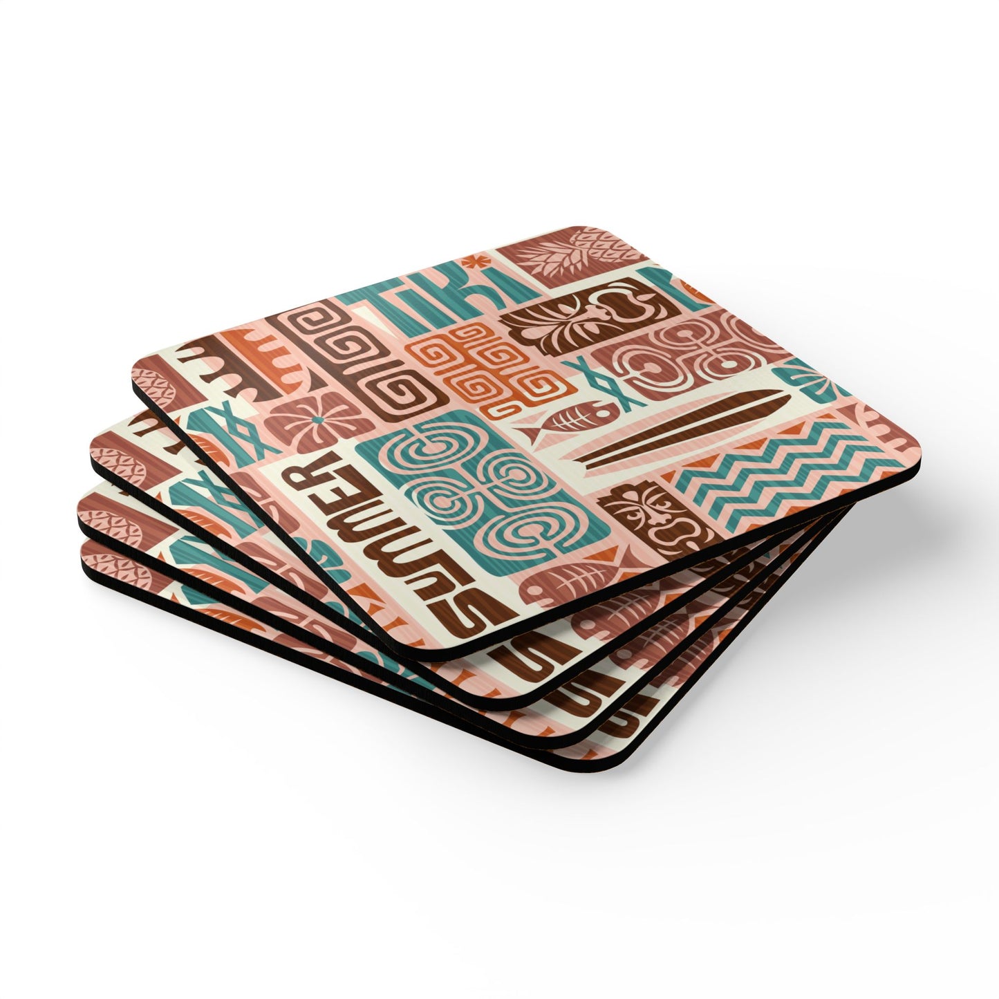 Coaster Set - Tiki Poster Brown