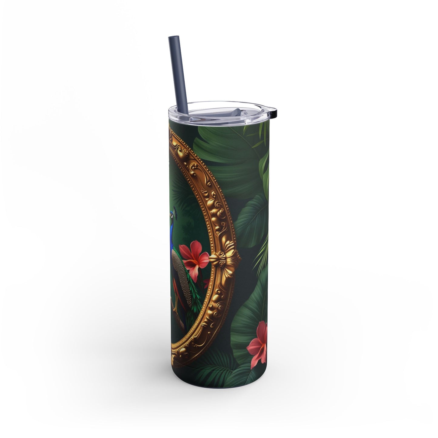 20oz Matte Tumbler, 7 Colors - Stylish Travel Cup - Framed Two Peacocks