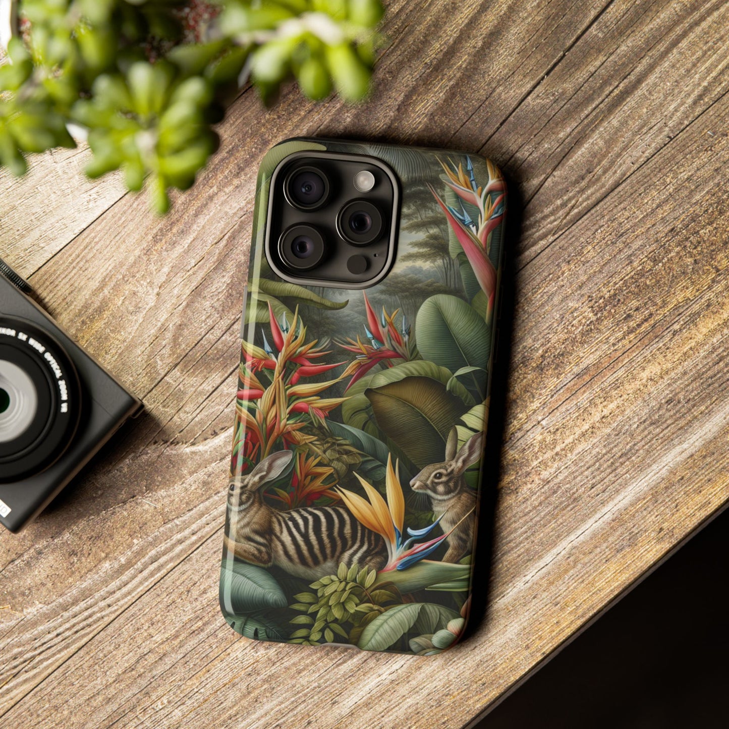 Rainforest Rabbit Outing Phone Case - Tough Cases with Summer Vibe