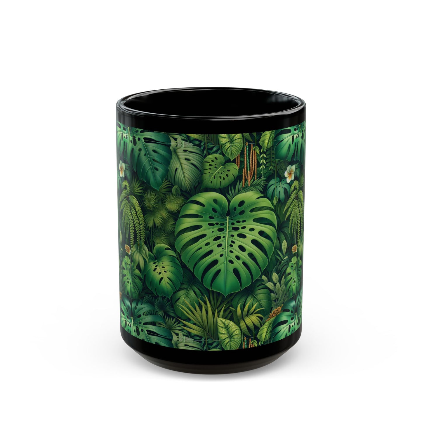 Black Coffee Mug - Rainforest Greenery