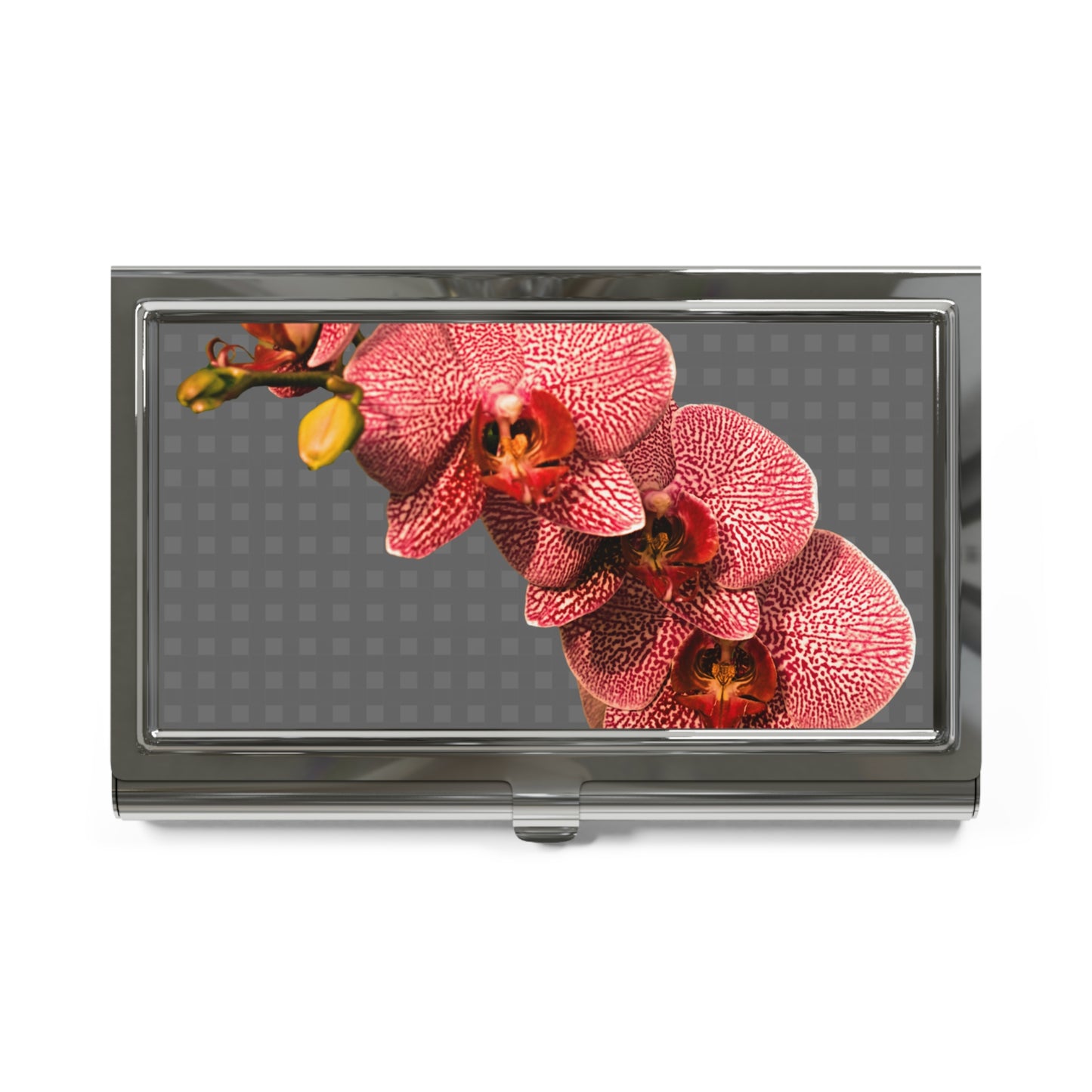 Business Card Holder - Red Orchid / Grey Wicker