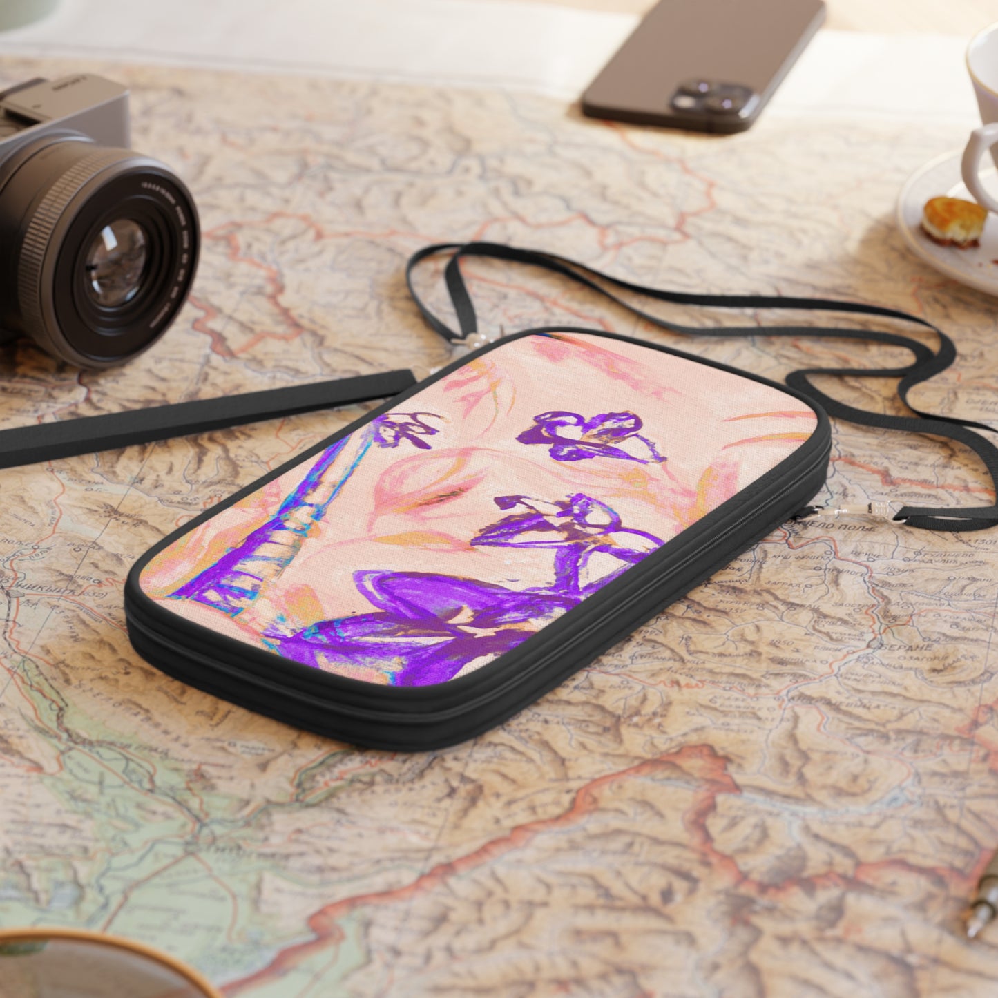 Vibrant Passport Wallet – Perfect for Travelers & Adventurers / Tropical Doodles, Peach