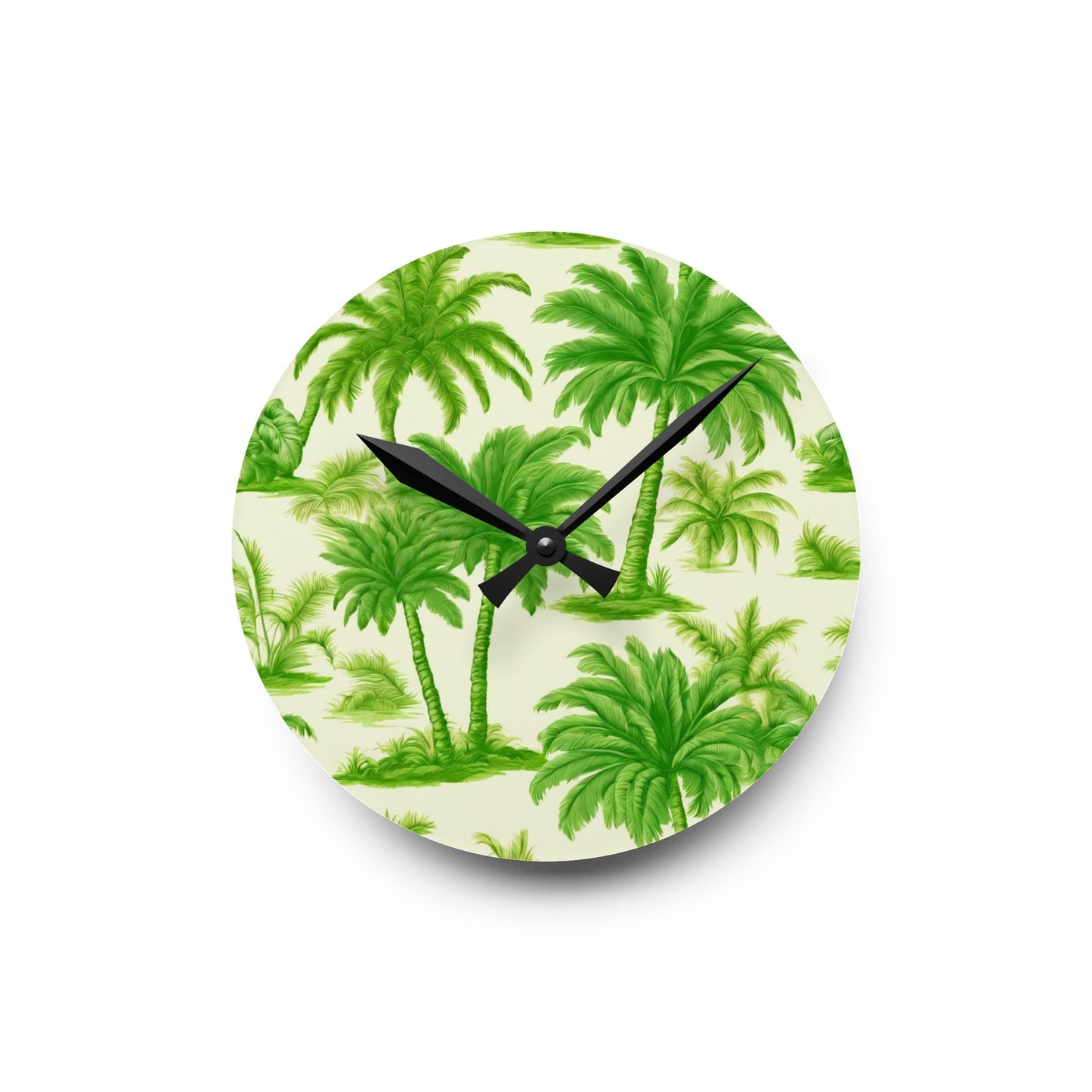 Acrylic Wall Clock,  Bright Green Palms, 4 Variants