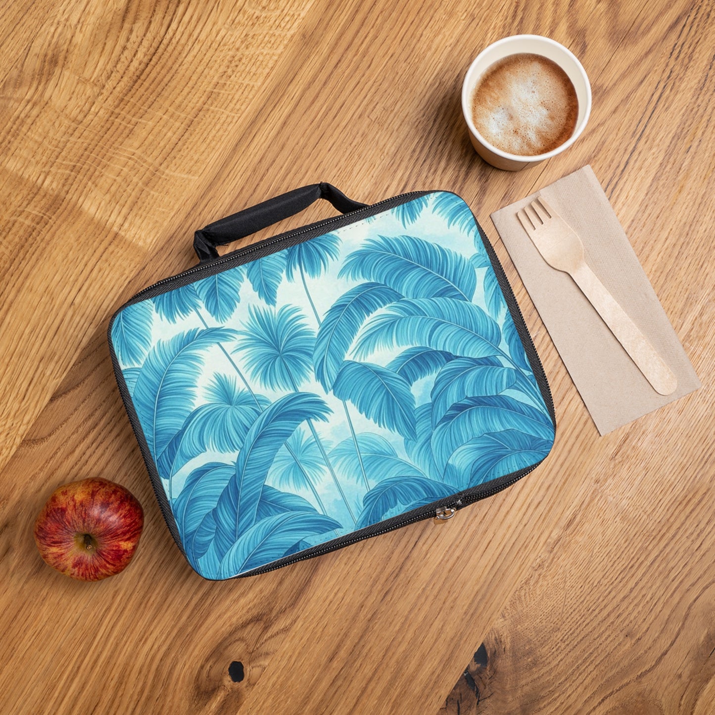 Palm Serenity/Turquoise Lunch Bag - Eco-Friendly Insulated Tote, Adult and Child Lunchbox / Perfect for Picnics, Beach Outings
