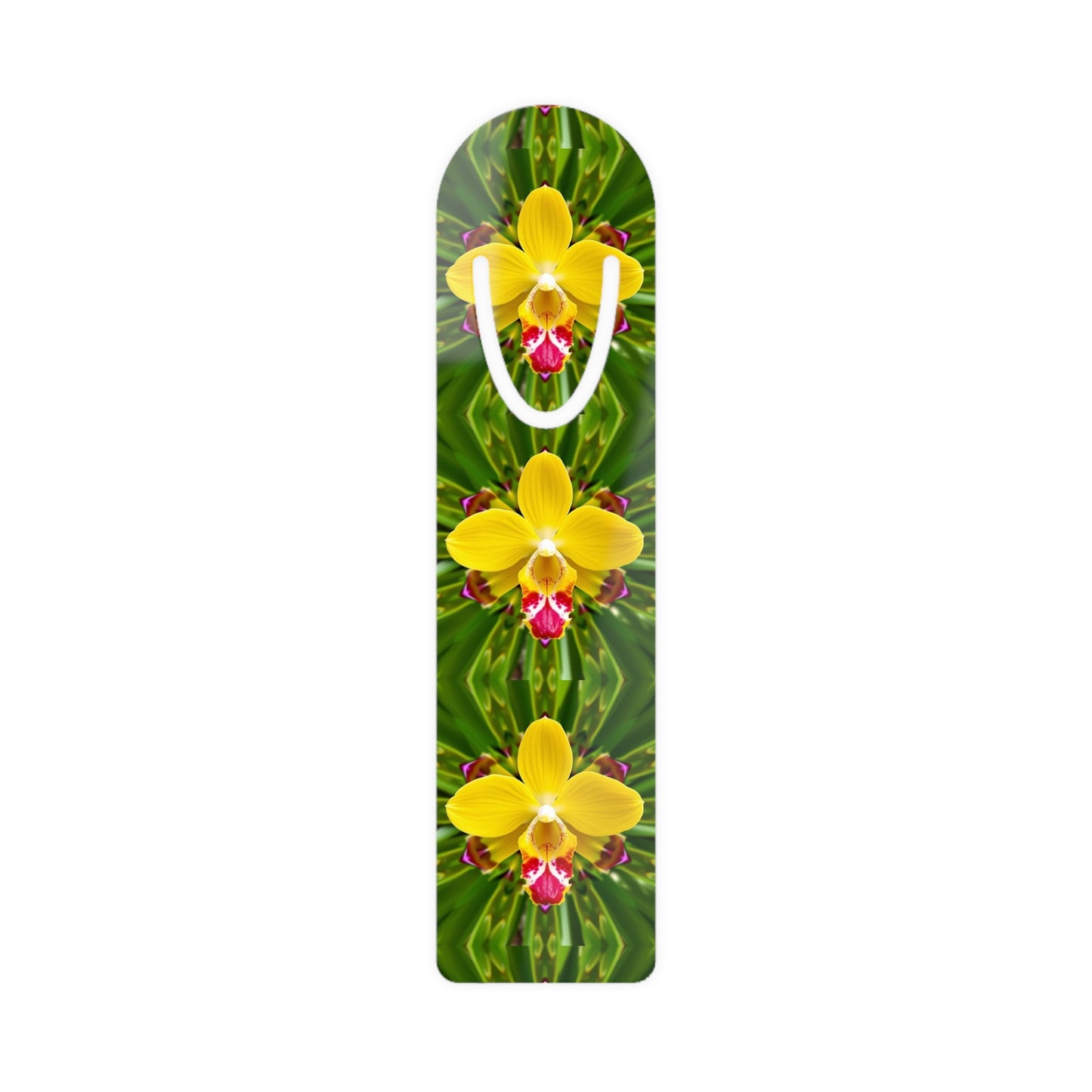 Bookmark - Aluminum, Yellow Orchid Kaleidoscope