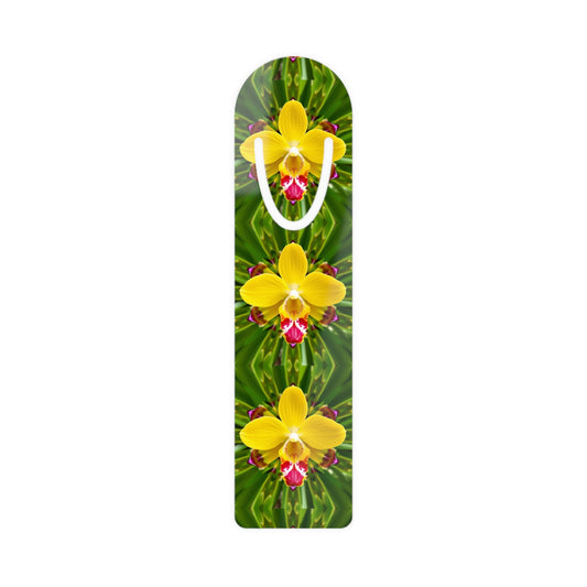 Bookmark - Aluminum, Yellow Orchid Kaleidoscope